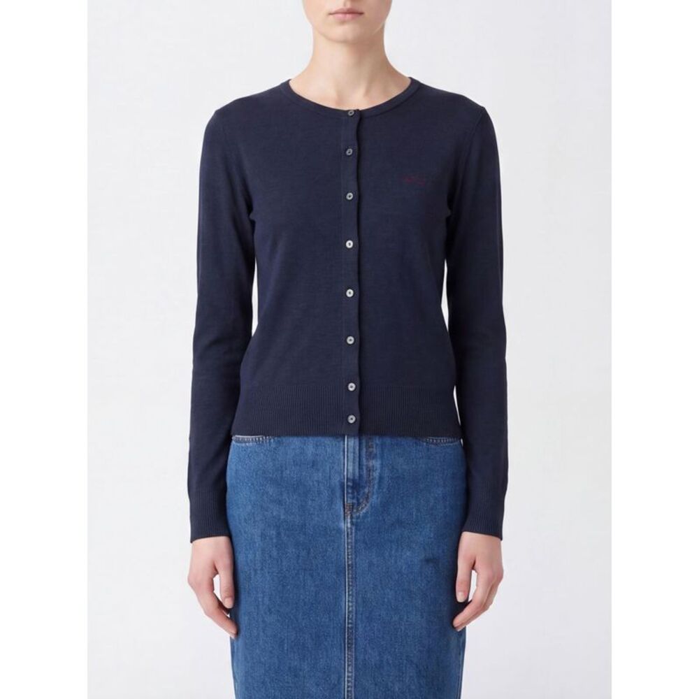 A.P.C. Women A.P.C. Slim Fit Organic Cotton Crew Neck Cardigan